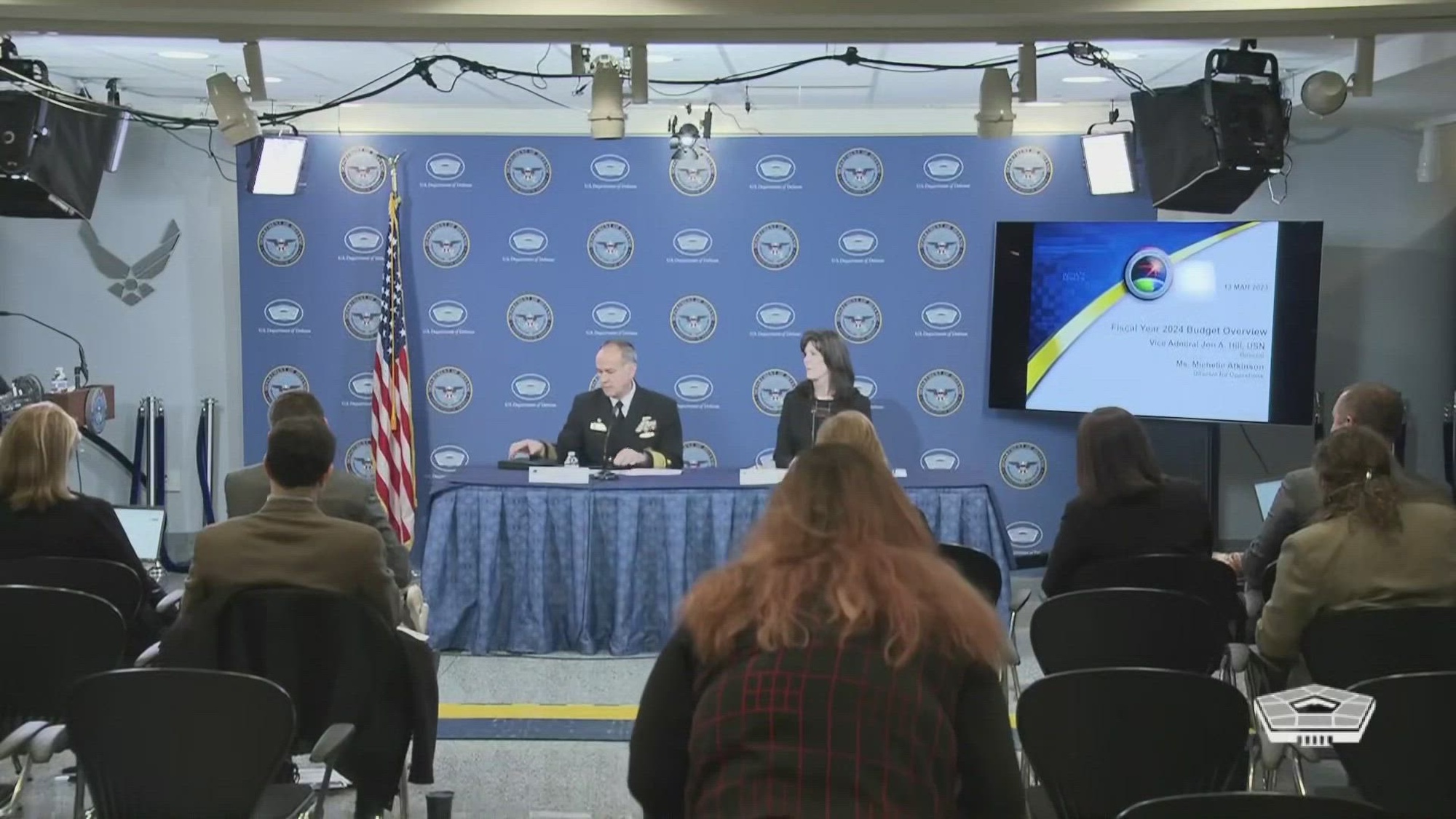 Navy Vice Adm. Jon A. Hill, Missile Defense Agency director, and Michelle C. Atkinson, Missile Defense Agency director for operations, discuss the fiscal year 2024 budget.