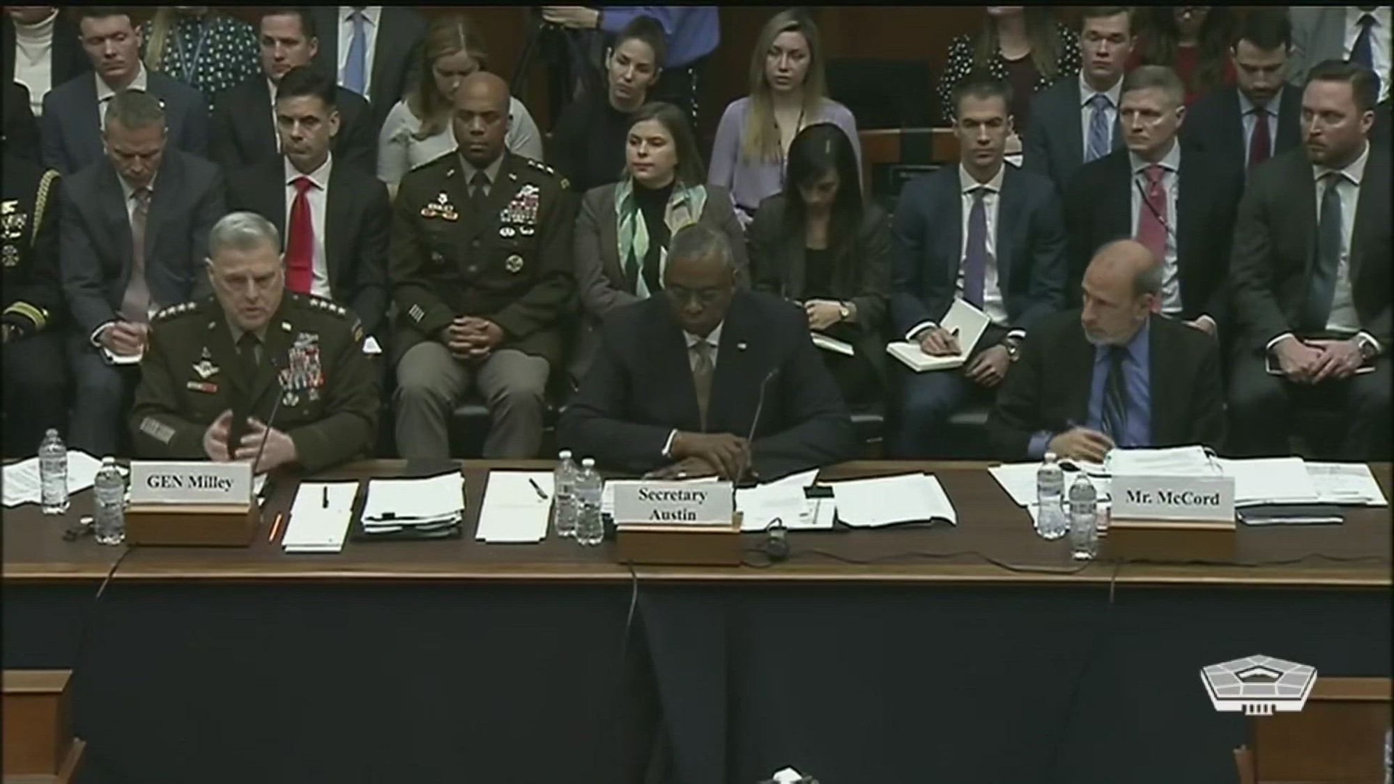 Secretary of Defense Lloyd J. Austin III and Chairman of the Joint Chiefs of Staff Army Gen. Mark A. Milley, testify about the Defense Department’s fiscal year 2024 budget request at a hearing of the House Armed Services Committee. 
