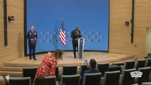 Austin Holds Briefing in Brussels  
